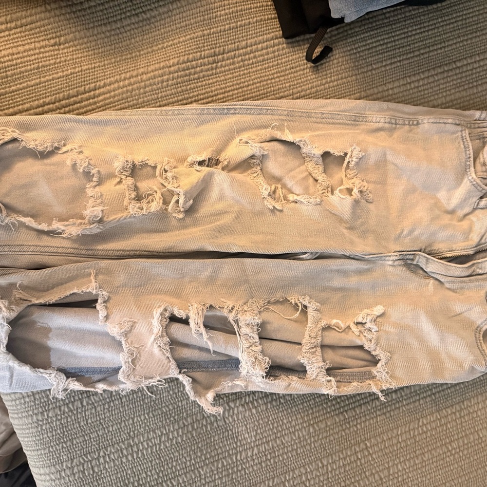 Hollister Light Gray Distressed Skinny Jeans